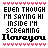 Pixel art text displays "EVEN THOUGH I'M SAYING HI INSIDE I'M SCREAMING I love you" with colored pixel borders in pink, green, blue, yellow, orange, and light pink.