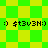 Pixelated green and yellow checkered background with repeated text '() $t3v3N:)' in black, two distinct patterns visible