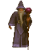 A wizard figure in a purple robe and pointed hat holds a staff with a pink orb, shown in six sequential poses against a gray background.