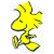 Yellow cartoon character with black outline performing sequential actions including walking, turning, and holding a small object.