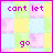 A 5x4 contact sheet of animated frames showing a pastel checkered background with pink text "cant let go" and large cursive "You" text that changes opacity across frames.