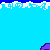 Pixelated purple fish with white eyes and smiles swim above a blue water background with white wave borders.