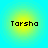 Four identical pixelated icons display the text 'Tarsha' over a yellow-to-cyan gradient background with no visible animation changes.