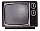 Four vintage television sets arranged in a , each with distinct screen content including static, colorful patterns, and a globe