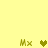 Pixelated green 'MX' text and heart symbols on a yellow background, with two distinct heart colors.