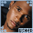 Two side-by-side pixelated frames of a person with short hair and earrings, each labeled "USHER" at the bottom.