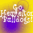 Yellow and purple gradient background with white pixelated text reading 'Go Hertzler Bulldogs!' in four repeated