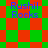 Green and red diamond-shaped form a repeating pattern with blue text reading "Rushil Rocks" in four locations across the image