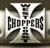 A static pixelated icon featuring a black and white cross with the word 'GODFERS' in blocky text across its center, set against a blurred background.