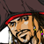 Pixelated character with brown hat, red bandana, long hair, and beaded earrings; black background with 'Jack my Love' text in white and red.
