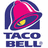 Pixelated Taco Bell logo with pink bell and blue background, featuring 'YUM!' text overlay in one frame.