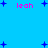 Pixelated blue background with pink text 'leah' and dark blue plus signs scattered across the frame.
