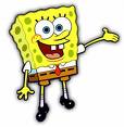 Static cartoon icon of a yellow sponge character with green spots wearing brown shorts, white shirt, red tie, and black shoes against a plain background.