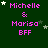 Green background with pink text 'Michelle & Marisa BFF' and 'Michelle & Marisa EFF', white stars scattered, some stars animate to different positions across frames.
