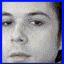 A four- shows a person's face with varying pixelation and cropping, including full-face views and close-ups of the nose and ear
