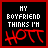 A 3x3 contact sheet of animated frames showing a pixel art icon with red text on black background, where the word "HOTT" changes shape across frames while other elements remain static.