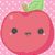 Six pixel-art food icons arranged in a : apple, strawberry, cupcake, another cupcake, milk carton, and text