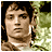 A 48x48 pixel animated contact sheet showing six frames of a Lord of the Rings-themed buddy icon featuring Frodo Baggins with text overlays and character portraits.
