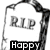 A static image shows a tombstone with 'RIP' text, a smiling pumpkin, and a spiderweb background with 'CharliC155' text.
