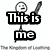 Pixelated black-and-white image of a stick figure with a round head holding a knife, surrounded by bold text blocks reading "This is me", "as a boy!!", "(sike!) but the", and "drink is mine!".