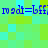 Blue text 'madi=bff' repeated twice on a green and cyan pixelated background with no visible motion.