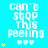 Pixelated text 'can't stop this feeling' on cyan background with yellow stars and white hearts, varying star counts per frame.