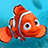 Pixelated orange clownfish with white stripes swims against blue background, text reads 'Theres A lot of Fish in The sea But... He'll Always be my NEMO!' on cyan and gray
