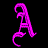 A contact sheet of five animated frames showing a stylized letter A in different colors against black background with gray transparency indicator.