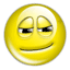Yellow circular emoji with squinting eyes and a slight smile, displayed in multiple variations against gray background.