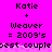 Pixelated text on bright pink background with repeated 'Katie + Weaver = 2009's' and 'best couple' text, partially obscured by horizontal pixelation.