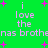 Green background with pink plus signs and repeated pixelated text reading 'i love the nas brothenas broth' in light purple.