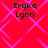 Red background with pink diamond pattern and four identical text blocks reading 'Eryko Lynn' in dark green pixelated font