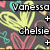 A static image with a dark background featuring colorful heart shapes and text labels for names.