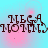 Pixelated brown text reading "NEGA" above "MONI" on a cyan background with pink gradient spots.