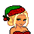 Pixel art contact sheet showing a blonde elf character in festive attire with visible text asking "Can I be your Elf?" across multiple frames.