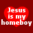 Red heart-shaped icon with white text "Jesus is my homeboy" on dark red background, displayed in three variations showing pixelated and blurred states.