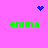 A pink background displays four green 'emma' texts arranged in a with blue pixelated symbols above and below the top-left and bottom-right texts