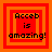 Four identical pixelated frames display 'Acceb is amazing!' text within nested red and orange squares on a solid orange background.