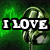 Green background with pixelated headphones and text reading "I LOVE FREE STYLE KYLE!" in white block letters.