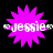 Four identical pink starburst-shaped icons with white text reading "jessie" and small gray heart symbols on a black background.