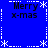 Blue background with white dotted lines and snowflake symbols forming a , displaying "Merry x-mas" text in four quadrants