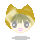 Pixelated anime-style character with golden-brown hair and cat ears, showing four distinct facial expressions against a gray background.