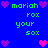 Pixelated blue background with green text and pink/purple hearts, displaying repeated phrases 'mariah', 'rox', 'your', 'sox' in two mirrored
