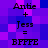 Pixelated text on a purple-blue gradient background showing 'Antie + Jess = BPFFE' in two identical vertical arrangements.