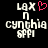 Pixelated text displays 'LAX' with a pink heart symbol above the letter X, followed by 'n', 'cynthia', and '6PPI' in white on black background.