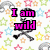 Pixelated text phrases in bright pink with black outlines over a patterned background of small stars and skulls.