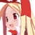 Pixelated anime-style character icon with blonde hair, red head accessory, and white shirt with red bow tie.