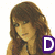 A pixelated image of a woman with long brown hair wearing a dark purple top, seated with arms crossed, overlaid with text elements including "DU" and "karolina-rebelde" on a purple background.