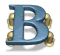 Blue 3D letter B with golden cloud-like shapes on white background, showing animation frames with varying cloud positions.