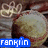 Animated sequence showing a round object with textured surface, blue text labels changing from 'franklin' to 'fastpitch', and white line art above.